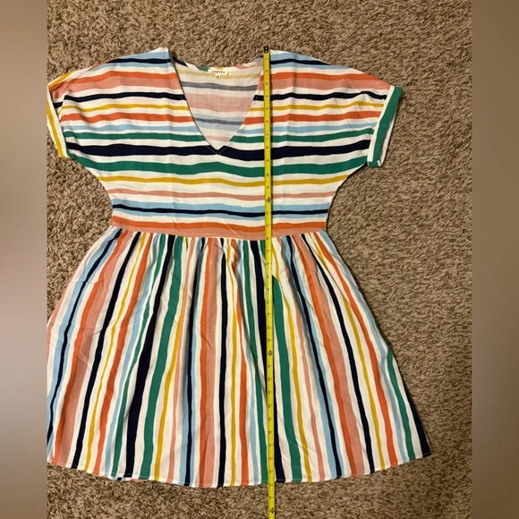 JODIFL Multicolor Striped V-Neck Dress - Picture 15 of 16